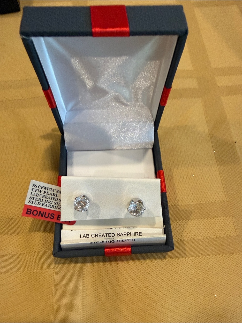 Lab Created Sapphire Sterling Silver Stud Earrings - Clear / Silver